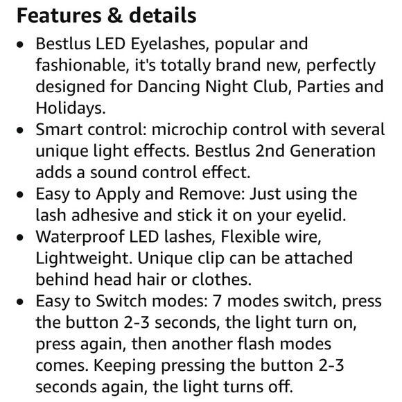 NRFP LED Flashing Eye Lashes Sound Control Unisex - Picture 13 of 13